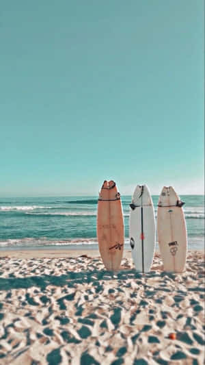 Preppy Beach Surfboards Standing Wallpaper