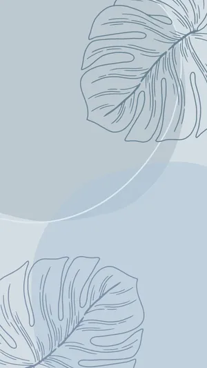 Preppy Blue Monstera Leaf Design Wallpaper