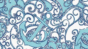 Preppy Blue Paisley Pattern Wallpaper