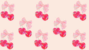 Preppy Bow Cherry Pattern Wallpaper