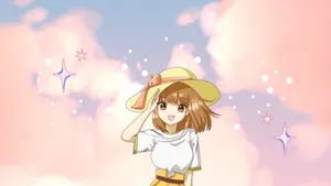 Preppy Girl Anime Style Sparkling Background Wallpaper