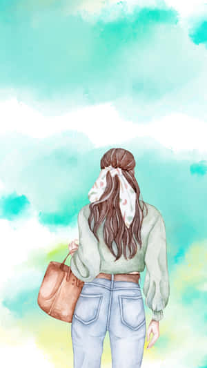 Preppy Girl Fashion Illustration Wallpaper