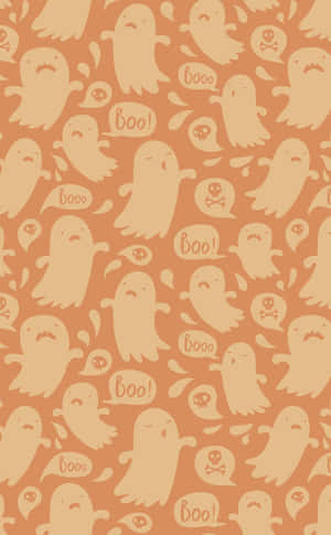 Preppy Halloween Ghost Pattern Wallpaper