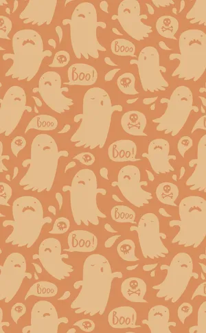 Preppy Halloween Ghost Pattern Wallpaper