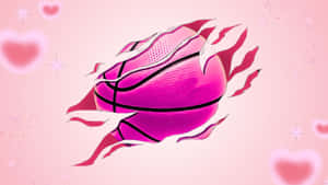Preppy Pink Basketball Design Wallpaper