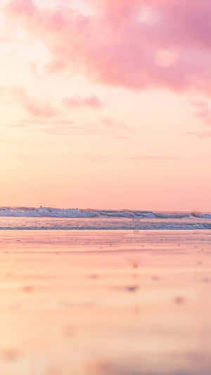 Preppy Pink Beach Sunset Wallpaper