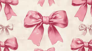 Preppy Pink Bow Pattern Wallpaper