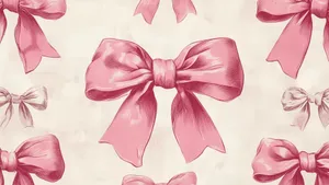 Preppy Pink Bow Pattern Wallpaper