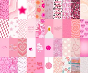 Preppy Pink Collage Aesthetic.jpg Wallpaper