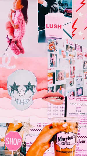 Preppy Pink Collage_ Aesthetic Moodboard.jpg Wallpaper