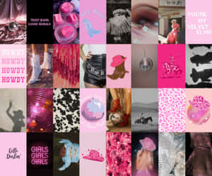 Preppy Pink Cowgirl Aesthetic Collage.jpg Wallpaper