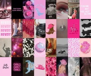 Preppy Pink Cowgirl Aesthetic Collage.jpg Wallpaper