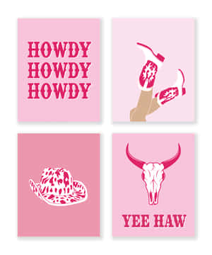 Preppy Pink Cowgirl Aesthetic Posters Wallpaper