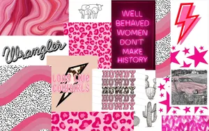 Preppy Pink Cowgirl Collage Aesthetic.jpg Wallpaper