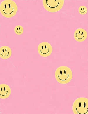 Preppy Pink Smiley Faces Pattern Wallpaper