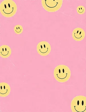 Preppy Pink Smiley Faces Pattern Wallpaper