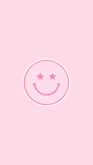 Preppy Pink Smiley Stars Aesthetic.jpg Wallpaper