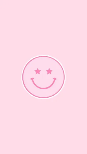 Preppy Pink Smiley Stars Aesthetic.jpg Wallpaper