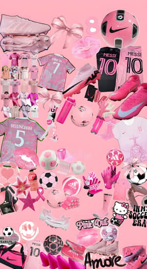 Preppy Pink Soccer Essentials Wallpaper