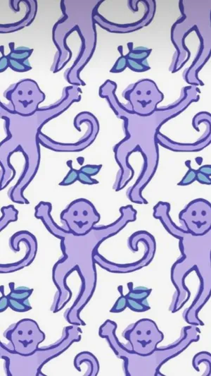Preppy Purple Monkey Pattern Wallpaper