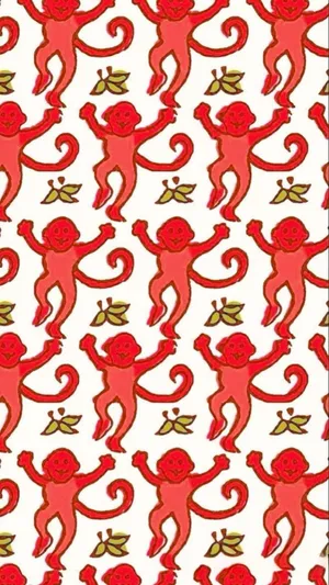 Preppy Roller Rabbit Monkey Pattern Wallpaper