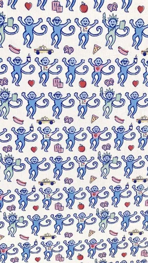 Preppy Roller Rabbit Monkey Pattern Wallpaper