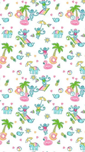 Preppy Roller Rabbit Pattern Wallpaper
