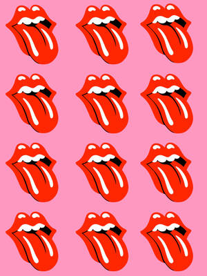 Preppy Rolling Stones Pattern Wallpaper