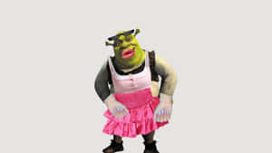 Preppy Shrek In Pink Dress Wallpaper