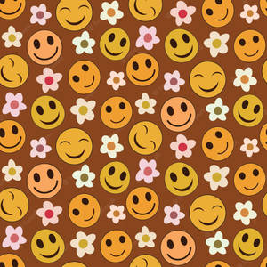 Preppy Smiley Face And Flowers Wallpaper