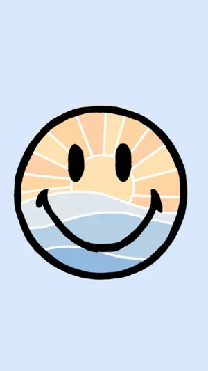 Preppy Smiley Face Blue Background Wallpaper