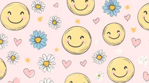 Preppy Smiley Pattern Aesthetic.jpg Wallpaper