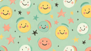 Preppy Smiley Pattern Aesthetic.jpg Wallpaper