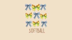 Preppy Softball Bow Design Wallpaper