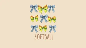 Preppy Softball Bow Design Wallpaper