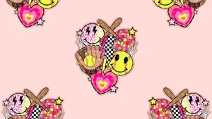 Preppy Softball Charm Pattern Wallpaper