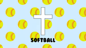 Preppy Softball Cross Design Wallpaper