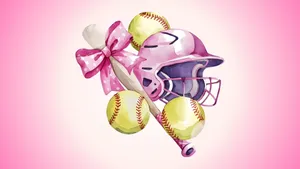 Preppy Softball Gear Design Wallpaper