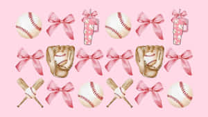 Preppy Softball Pattern Wallpaper