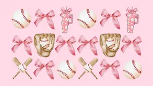 Preppy Softball Pattern Wallpaper