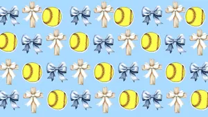 Preppy Softball Pattern Wallpaper