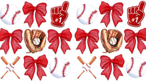 Preppy Softball Pattern Wallpaper