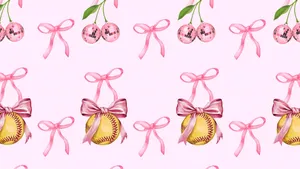 Preppy Softball Pattern Wallpaper