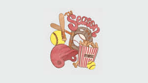 Preppy Softball Season Design Wallpaper