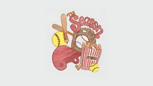 Preppy Softball Season Design Wallpaper