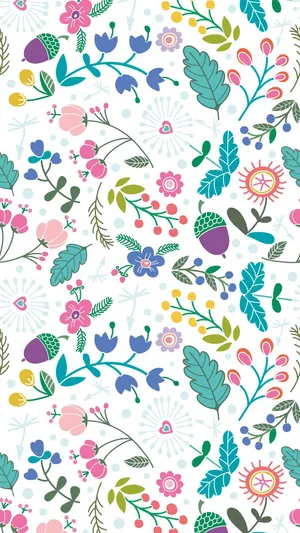 Preppy Spring Floral Pattern Wallpaper