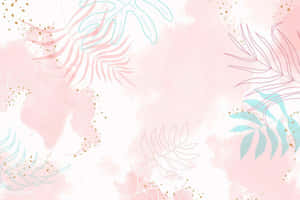 Preppy Spring Pastel Leaf Pattern Wallpaper