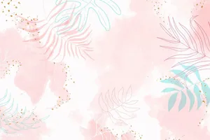 Preppy Spring Pastel Leaf Pattern Wallpaper