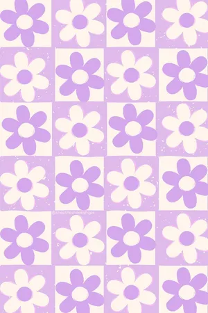 Preppy Spring Purple Flower Pattern Wallpaper