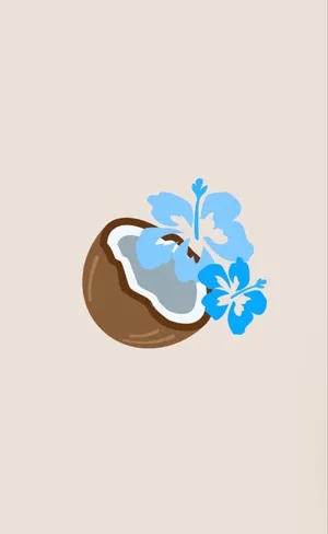 Preppy Summer Coconut Floral Illustration Wallpaper